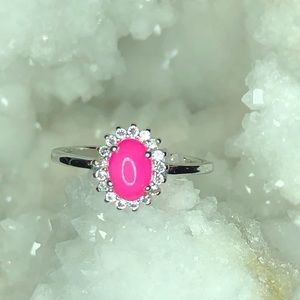 Neon Pink Oval Opal Ring
